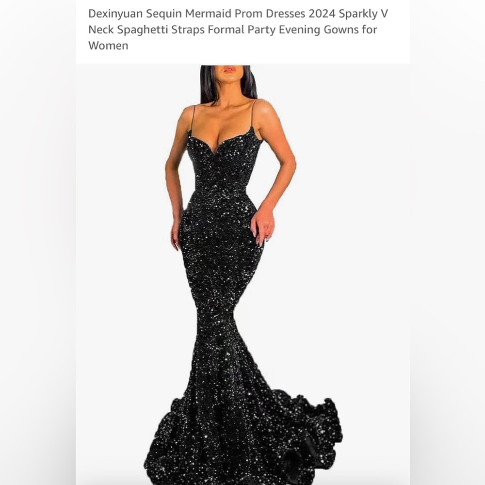 Black Sequin Mermaid Dress - Picture 1 of 4